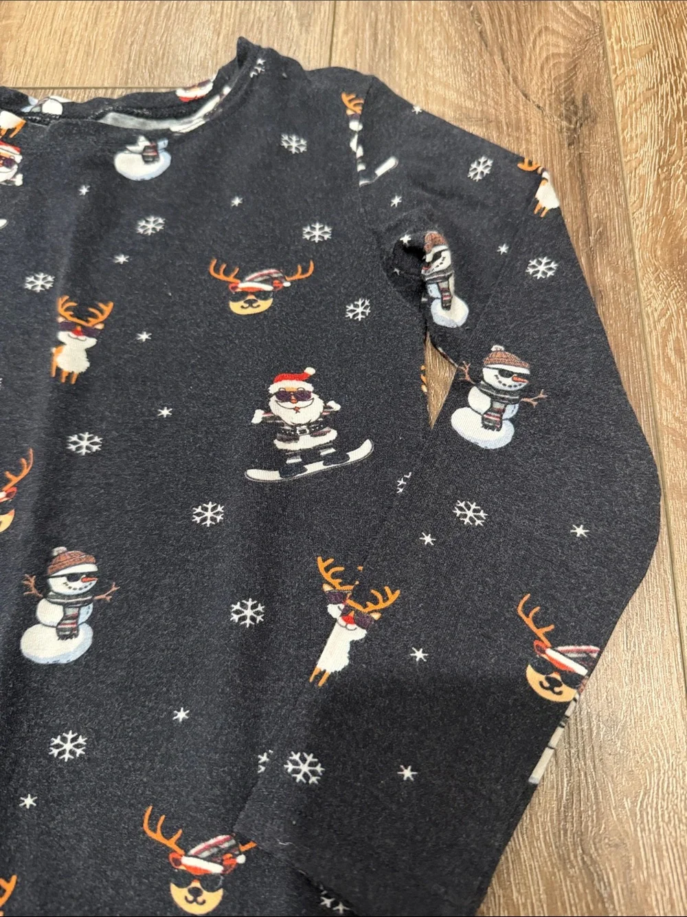 Little Bipsy Black Holiday Snowman & Reindeer Pajama Set Size: 4T